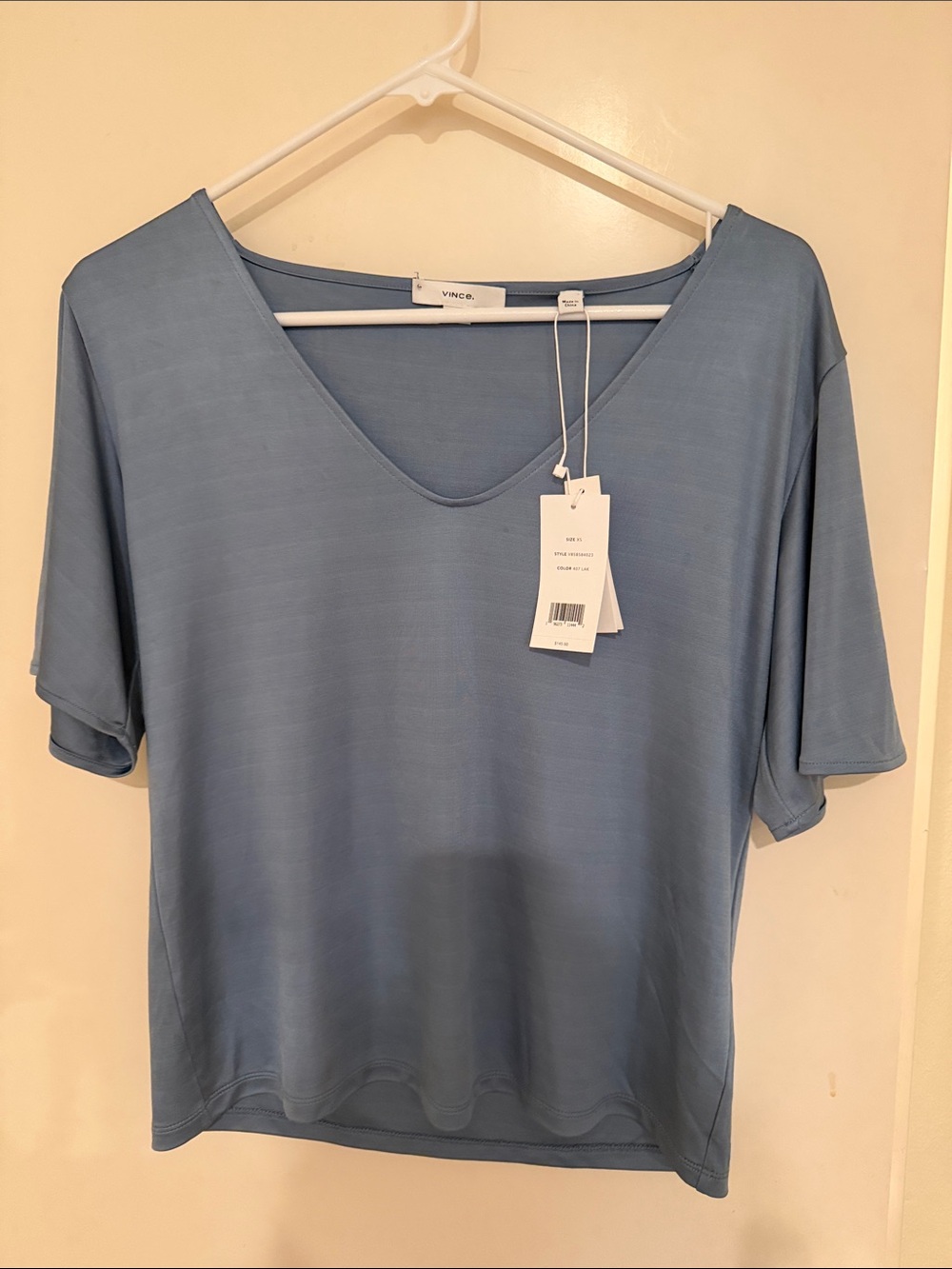 Vince Soft Sky Blue V-Neck Short Sleeve Tee